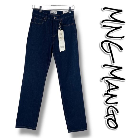 New With Tags MNG Jeans by Mango 328 Premium Dark Wash Button Fly Womens Size 4 - Picture 1 of 12